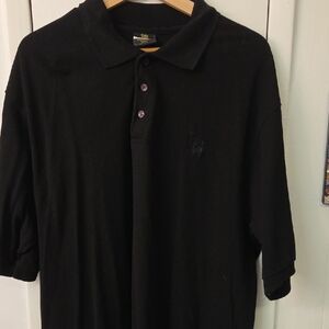 Men's Black Polo Shirt with Subtle Embroidered Crest